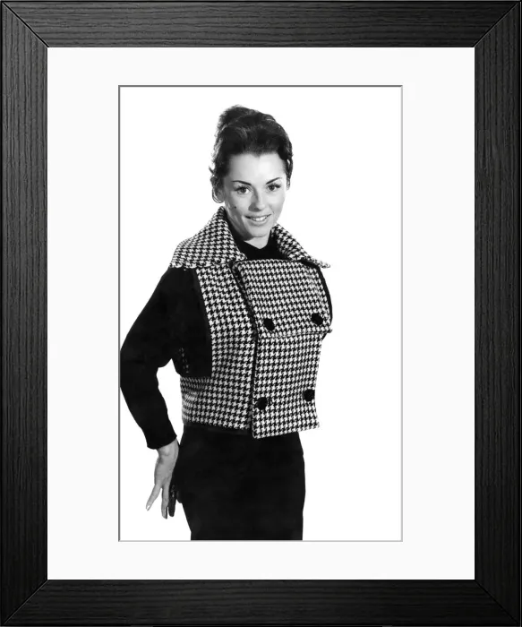 Framed Print : Barbara Pinney wearing a check sleeveless jacket December 1959 P006981 Framed Print : Barbara Pinney wearing a check sleeveless jacket December 1959 P006981