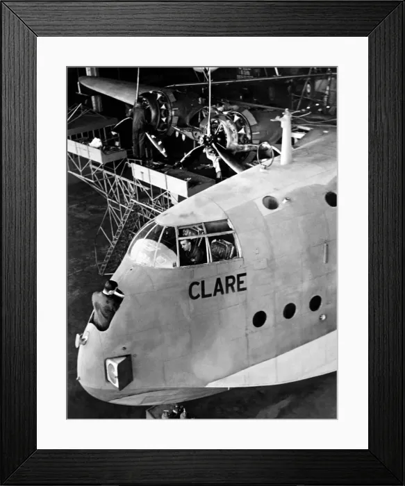 Framed Print : The transatlantic flying boat Clare is overhauled after her strenuous journeys Framed Print : The transatlantic flying boat Clare is overhauled after her strenuous journeys