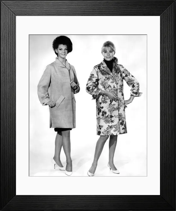 Framed Print : Reveille Fashions 1966: Jo Ann Asher and Barbara Ray modelling autumn coats Framed Print : Reveille Fashions 1966: Jo Ann Asher and Barbara Ray modelling autumn coats