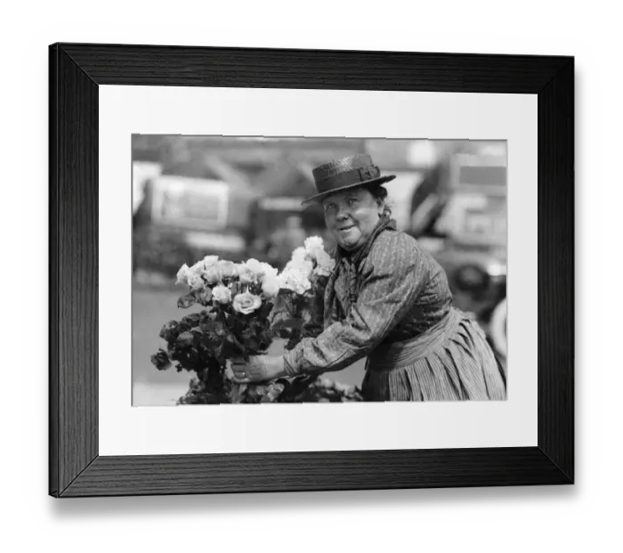 Framed Print : Flower seller Mrs. Bonning. May 1924 P004722