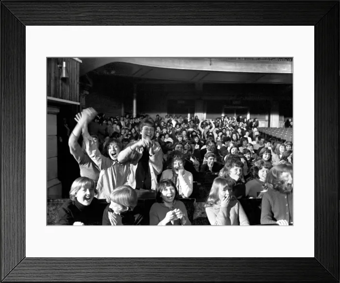 Framed Print : Police try to control fans in the streets of Liverpool before the premiere of the Beatles