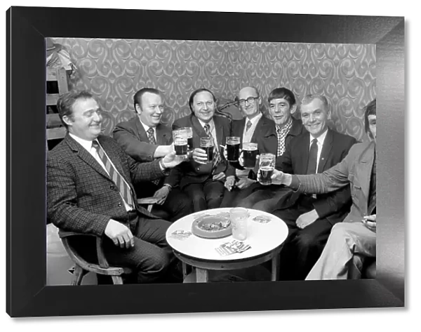 Miners celebrate their pay rise with a drink February 1975 75-00903-001