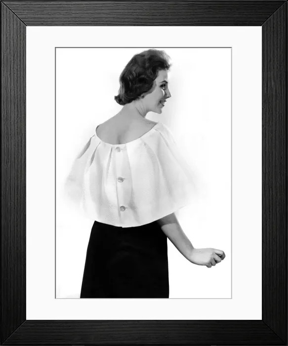 Framed Print : Mannequin modelling back to front blouse. April 1959 P006951