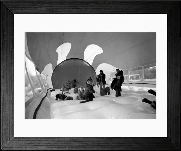 Framed Print : 100 Foot Balloon: Children leap about inside the Whale Balloon Framed Print : 100 Foot Balloon: Children leap about inside the Whale Balloon