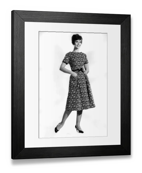Framed Print : Reveille Fashions. Mannequin modelling summer dress January 1961 P006878