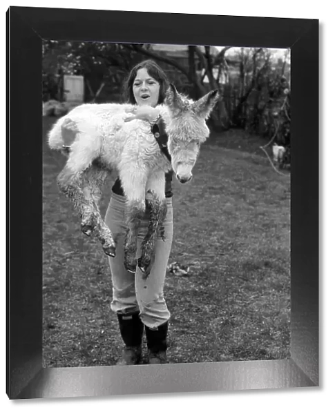 Jean Wooler and 'Misty'the donkey. January 1975 75-00591-008