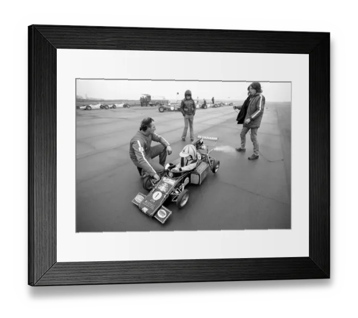 Framed Print : Angela four year old daughter of Ken James seen here at the wheel of her miniature petrol Framed Print : Angela four year old daughter of Ken James seen here at the wheel of her miniature petrol