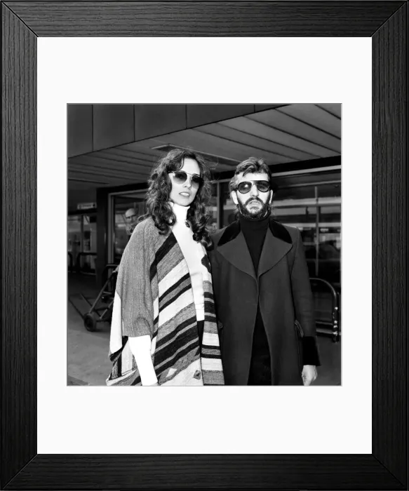 Framed Print : Former Beatle Ringo Starr and girlfriend Nancy Andrews seen here at London Airport Framed Print : Former Beatle Ringo Starr and girlfriend Nancy Andrews seen here at London Airport