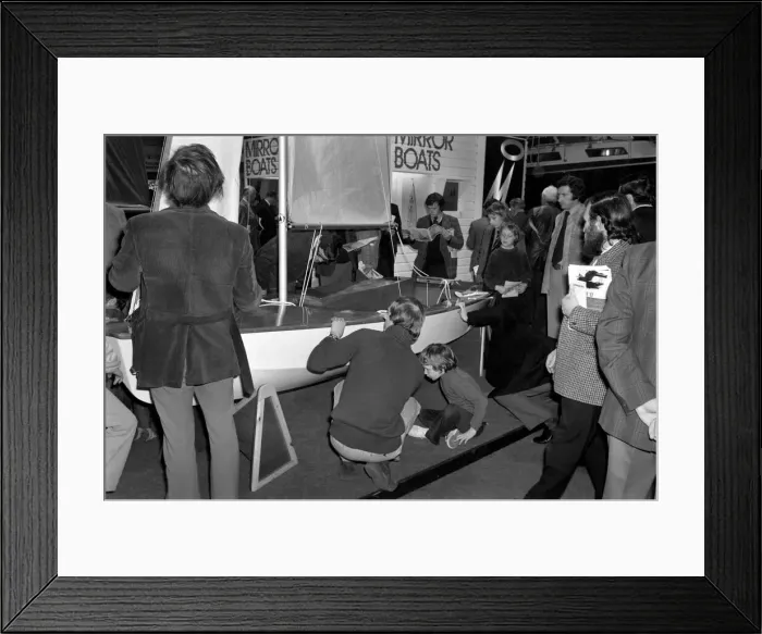 Framed Print : Boat Show at Earls Court. January 1975 75-00007-003 Framed Print : Boat Show at Earls Court. January 1975 75-00007-003
