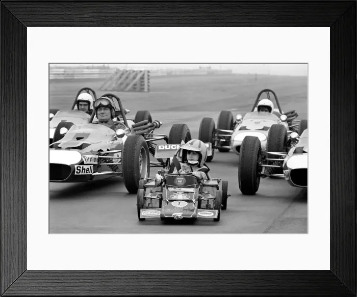 Framed Print : Angela four year old daughter of Ken James seen here at the wheel of her miniature petrol Framed Print : Angela four year old daughter of Ken James seen here at the wheel of her miniature petrol