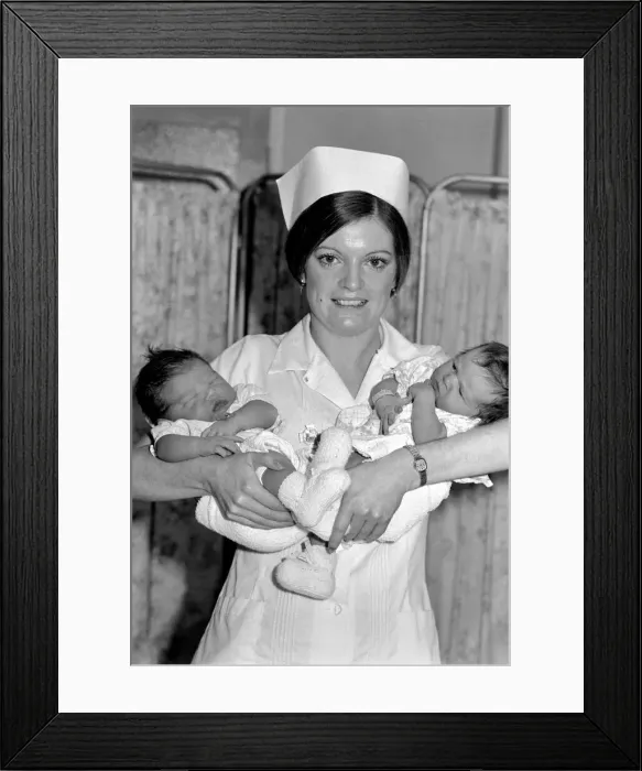 Framed Print : New Year babies at St. Teresas Wimbledon. The new baby girls born within two hours