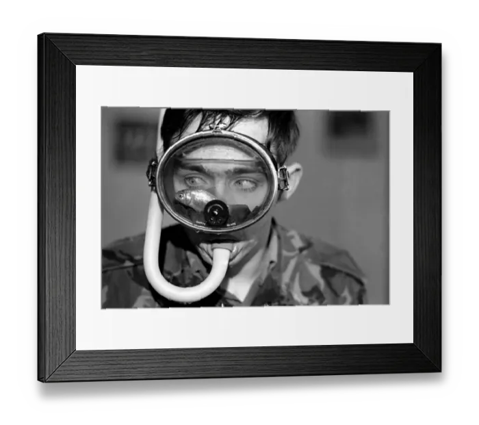 Framed Print : Martin Chapman. Goldfish in diving mask. January 1975 75-00642-001