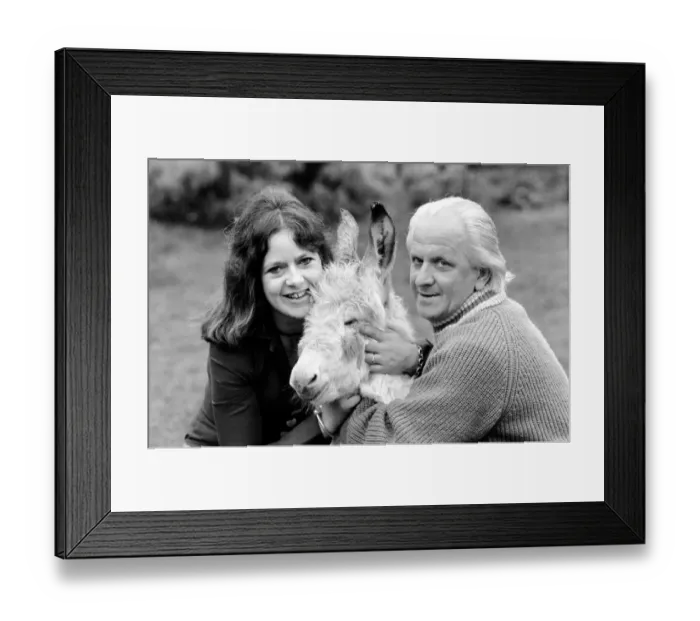 Framed Print : Animals: John and Jean Wooler with Misty'the donkey