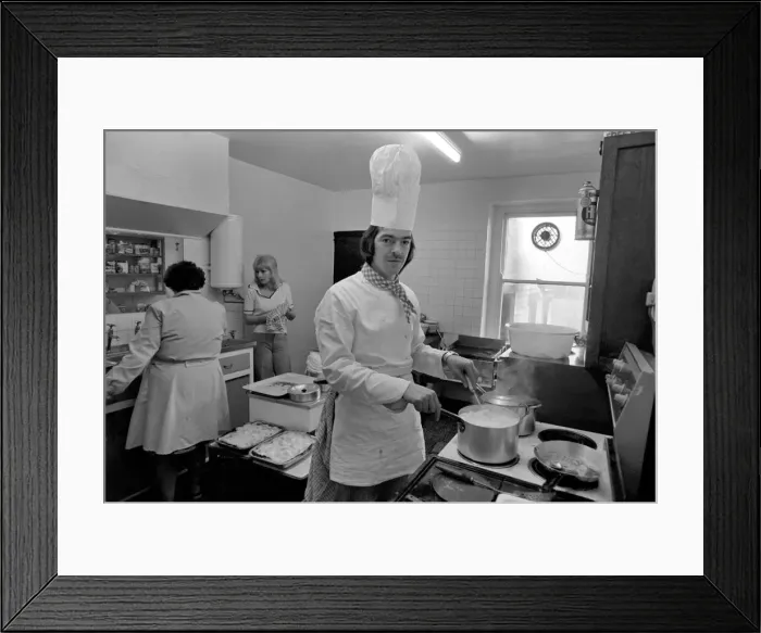 Framed Print : Cordon Bleu Chef Luis Huber pictured in the kitchen of his roadside Cafe Framed Print : Cordon Bleu Chef Luis Huber pictured in the kitchen of his roadside Cafe