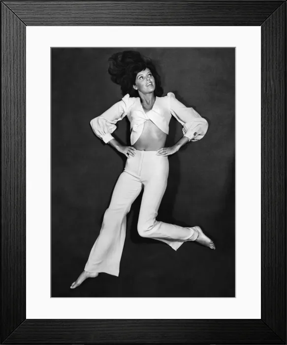 Framed Print : Model Pauline Cunningham wearing trouser suit. August 1969 P008462 Framed Print : Model Pauline Cunningham wearing trouser suit. August 1969 P008462
