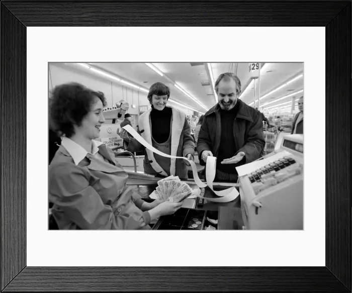 Framed Print : Mr. and Mrs. Dallas. Buy a year provisions. Shopping / Unusual. February 1975 75-00679-004 Framed Print : Mr. and Mrs. Dallas. Buy a year provisions. Shopping / Unusual. February 1975 75-00679-004