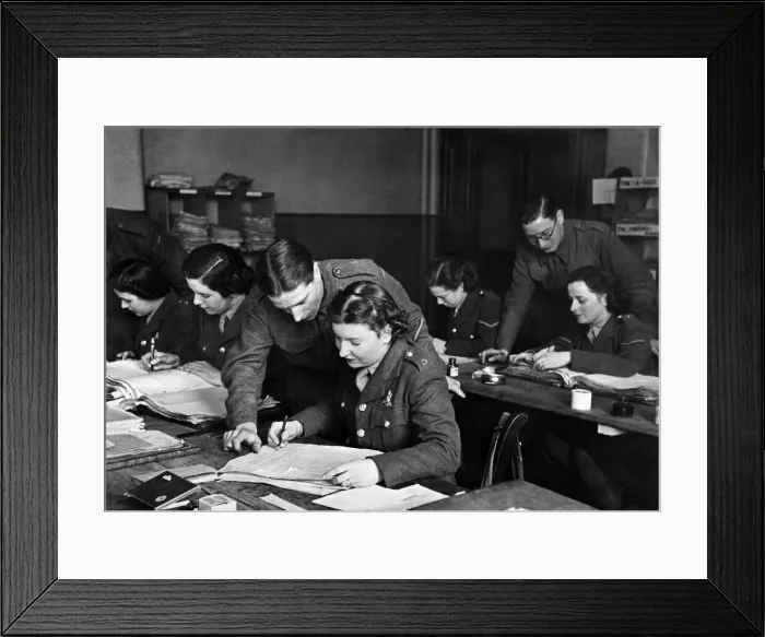 Framed Print : World War II: Women. Members of the ATS take over the pay corps work freeing up men to