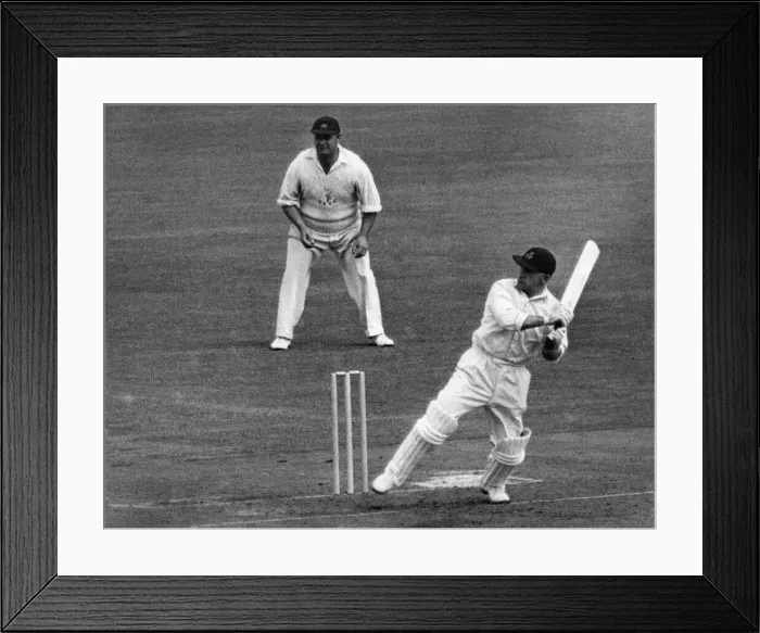 Framed Print : Cyril Washbrook Lancashire captain seen here at the wicket on the first day of a three Framed Print : Cyril Washbrook Lancashire captain seen here at the wicket on the first day of a three