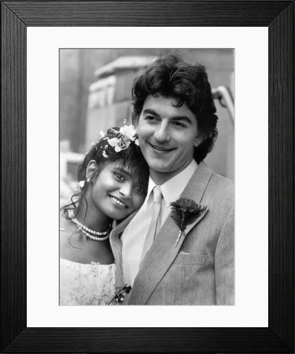 Framed Print : John Altman and bride Brigitte. February 1986 P003918 Framed Print : John Altman and bride Brigitte. February 1986 P003918