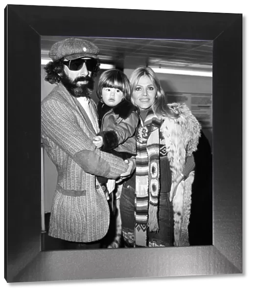Actress Britt Ekland with son Nicoli and boyfriend Lou Adler. December 1974 74-7577