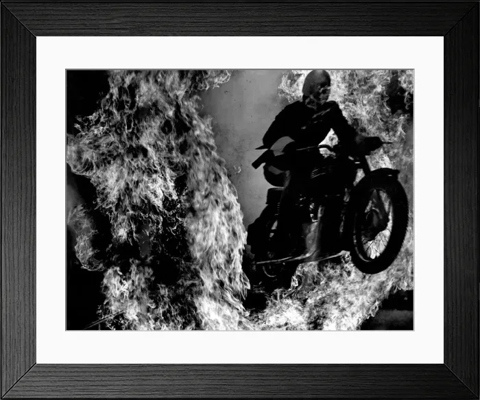 Framed Print : Thrills, Jumps, and spectacular motor-cycle riding are being rehearsed by members of
