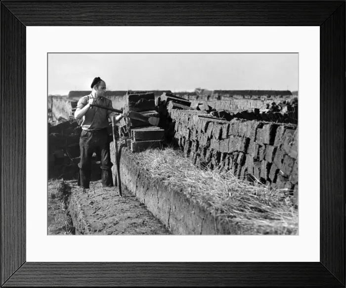 Framed Print : Peat Cutting: March 1954 P005169 Framed Print : Peat Cutting: March 1954 P005169