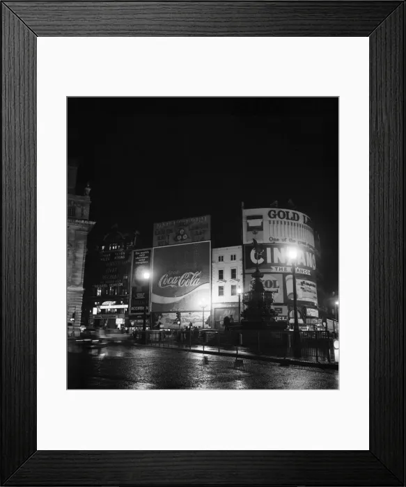 Framed Print : Piccadilly without lights. Piccadilly Circus is blacked out at 7. 15 p Framed Print : Piccadilly without lights. Piccadilly Circus is blacked out at 7. 15 p