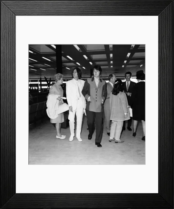 Framed Print : John Lennon and Paul McCartney of The Beatles at London Airport, 11 May 1968