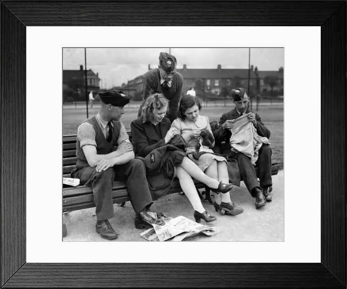 Framed Print : Words War II: Jean Wapler and girls mend the clothes for the local barrage balloon