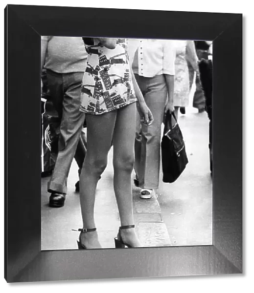 Platform shoes in Londons Oxford Street. July 1974 P010056
