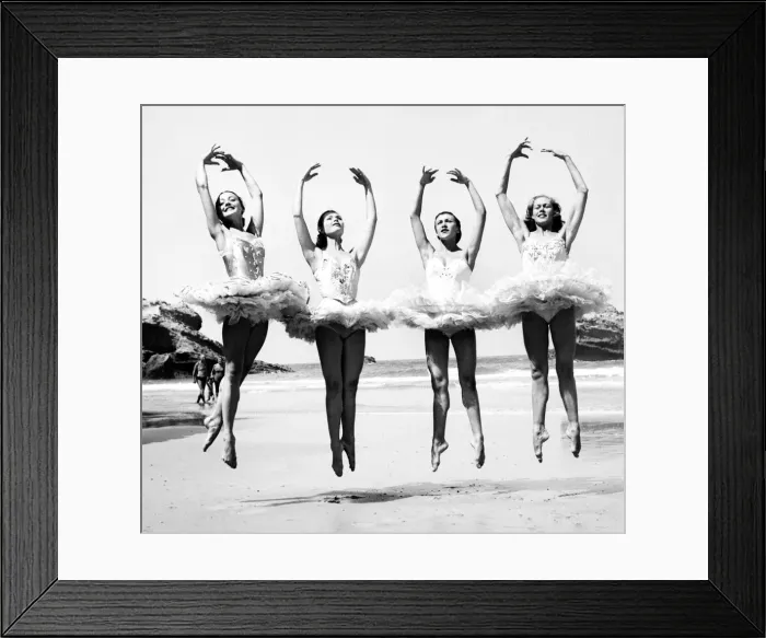 Framed Print : Ballet dancers entertain holidaymakers on a south coast beach. September 1953 Framed Print : Ballet dancers entertain holidaymakers on a south coast beach. September 1953