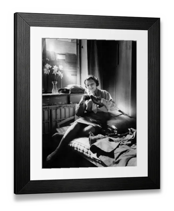 Framed Print : World War II Women. A member of the A. T. S. Shines her shoes before Parade Framed Print : World War II Women. A member of the A. T. S. Shines her shoes before Parade