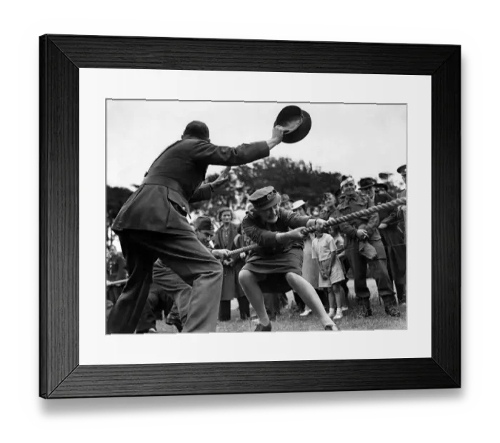 Framed Print : World War II Women: ATS women take part in a tug of war competition. August 1941 P010065