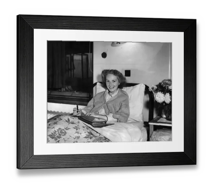 Framed Print : World War II women domestic. Wife writing letter to husband who is serving at the front