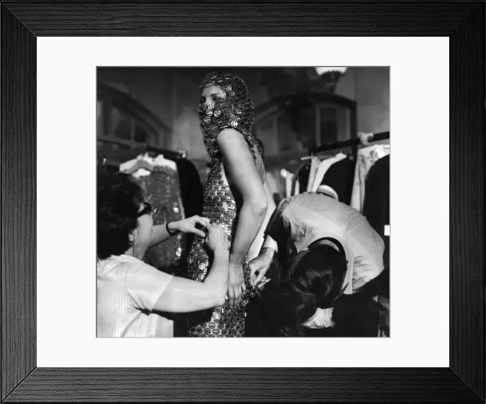 Framed Print : Carole Sanders got a snag in the dress she was modelling for a charity show in aid of W I Framed Print : Carole Sanders got a snag in the dress she was modelling for a charity show in aid of W I