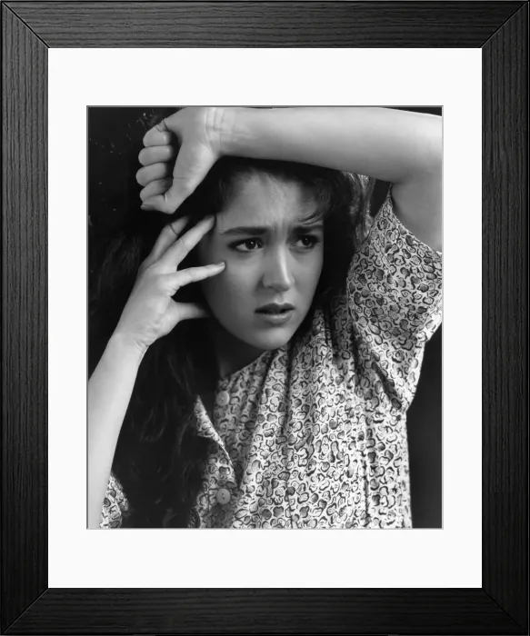 Framed Print : Woman shows fear. January 1990 P009178 Framed Print : Woman shows fear. January 1990 P009178