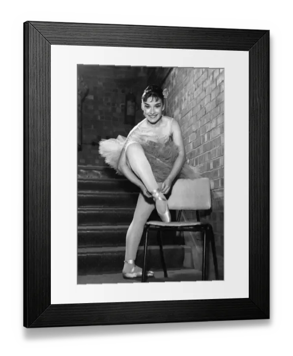 Framed Print : Ballerina Anna Price seen here checking the bindings on her shoes September 1960 P009812 Framed Print : Ballerina Anna Price seen here checking the bindings on her shoes September 1960 P009812