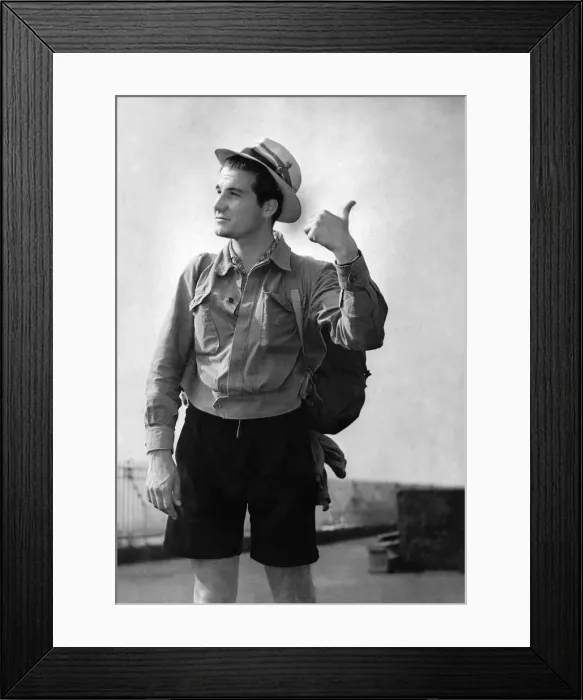 Framed Print : Bruno Lilli seen here hitch hiking September 1955 P009408