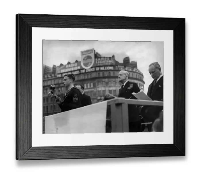 Framed Print : Trafalgar Day Ceremony London, 17 years old sea cadet Colin Beer of Worthing reading