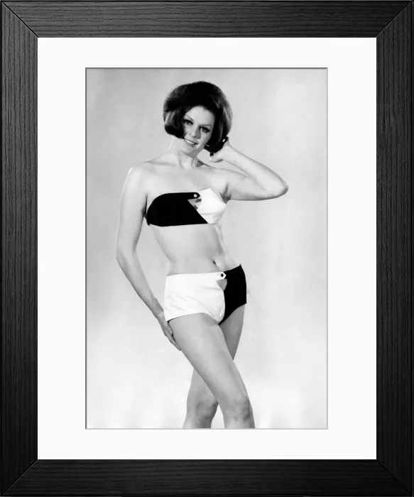 Framed Print : Reveille fashions 1965: Model wearing Half and Half bikini. July 1965 P009450