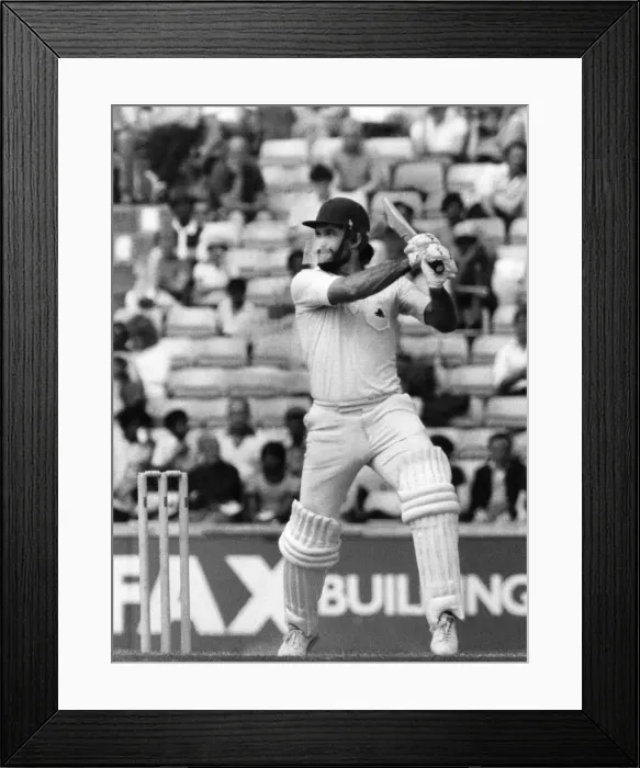 Framed Print : Peter Willey on the way to his century for Northamptonshire. July 1980 P009309