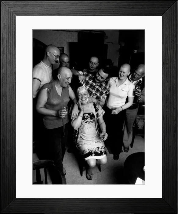 Framed Print : The bald club, new member Mrs. Hazel Fortune gets the smooth treatment Framed Print : The bald club, new member Mrs. Hazel Fortune gets the smooth treatment