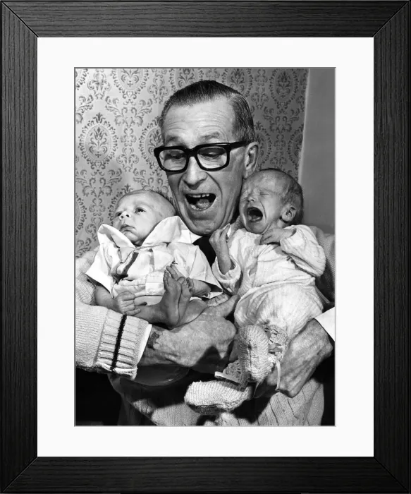 Framed Print : Geoff Wilson holds son Timothy, left and grandson Barry. February 1978 P009030 Framed Print : Geoff Wilson holds son Timothy, left and grandson Barry. February 1978 P009030