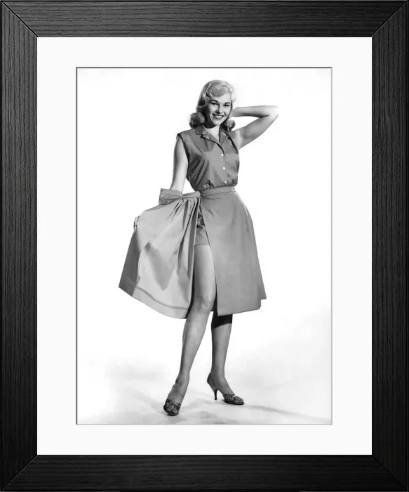Framed Print : Reveille fashions: Jo Waring modelling a beach dress with detachable skirt