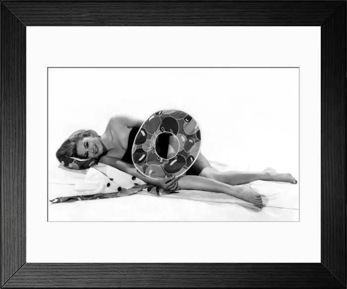 Framed Print : Reveille Fashions: Margreat Lorraine. modelling the latest beach wear fashions Framed Print : Reveille Fashions: Margreat Lorraine. modelling the latest beach wear fashions