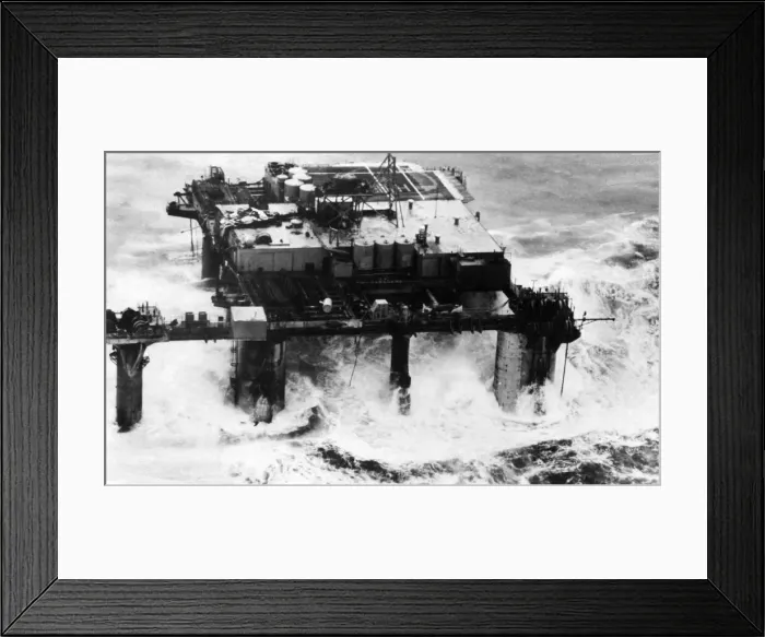 Framed Print : Ocean Prince North sea oil rig breaking up in rough sea. March 1968 P004428 Framed Print : Ocean Prince North sea oil rig breaking up in rough sea. March 1968 P004428