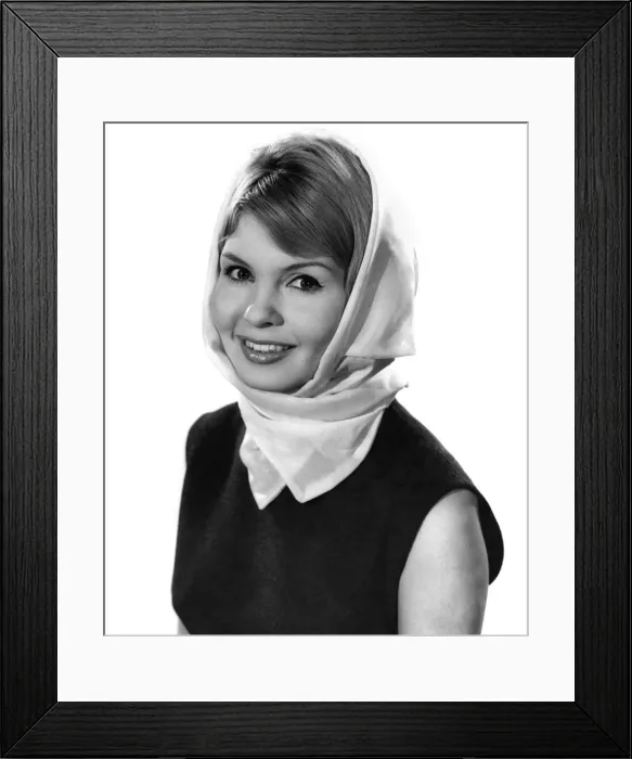 Framed Print : Reveille fashions 1962: Elizabeth Duke seen here modelling head scarf Framed Print : Reveille fashions 1962: Elizabeth Duke seen here modelling head scarf