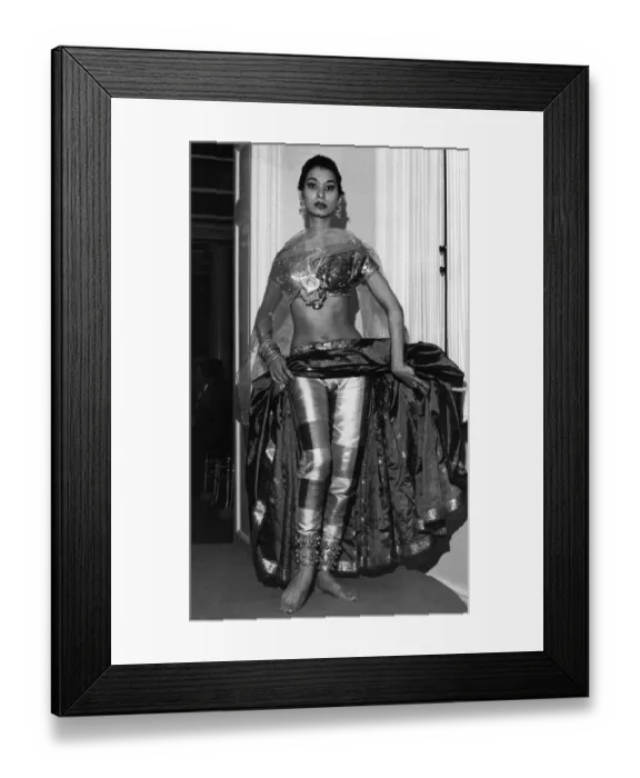 Framed Print : East met west in London This London theatre costume is made from Lurex, a metallic yarn