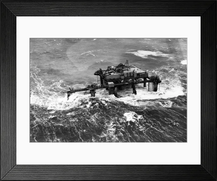 Framed Print : Waves 25 ft. high devastating the oil rig Ocean Prince'P004429