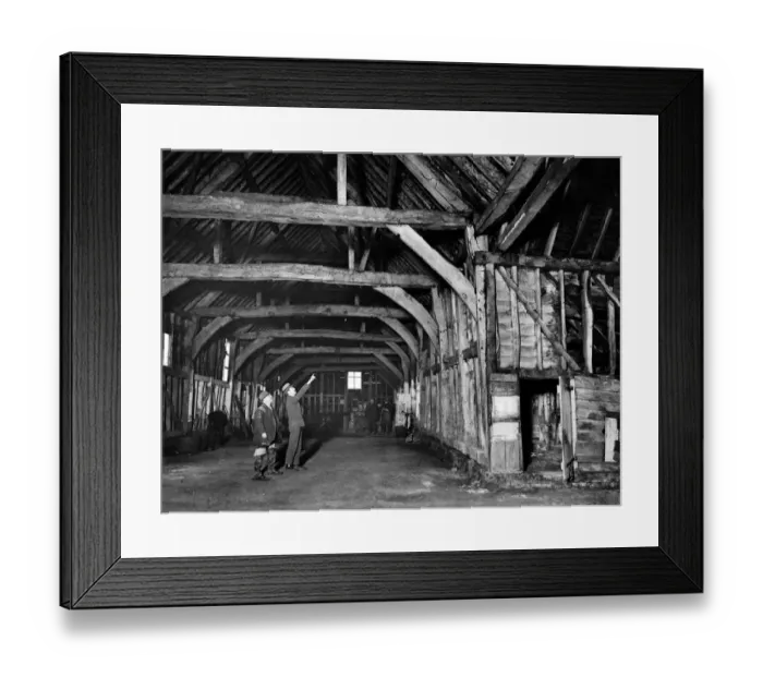 Framed Print : Interior of the great Tithe Barn where a meeting of two learned societies will take place Framed Print : Interior of the great Tithe Barn where a meeting of two learned societies will take place
